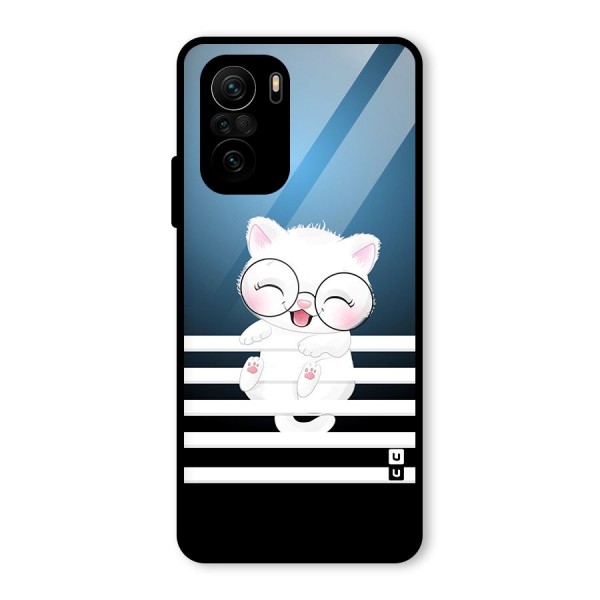 The Cat on Stripes Glass Back Case for Mi 11x