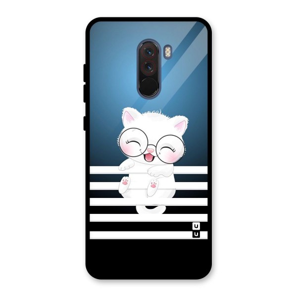 The Cat on Stripes Glass Back Case for Poco F1