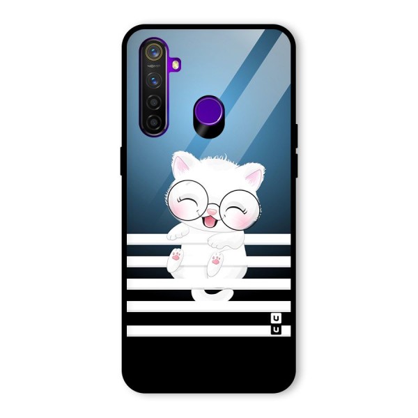 The Cat on Stripes Glass Back Case for Realme 5 Pro