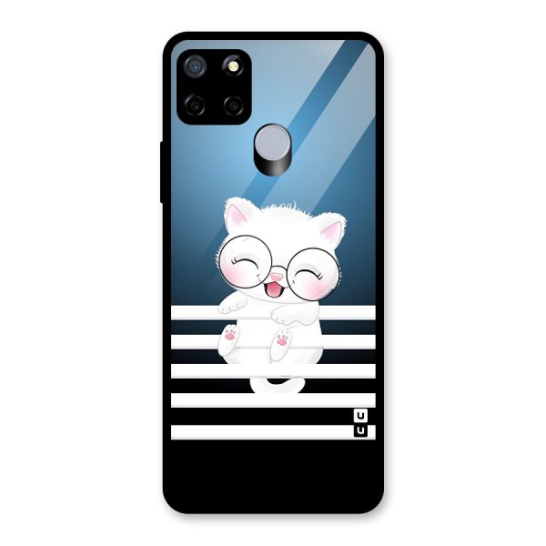 The Cat on Stripes Glass Back Case for Realme C15