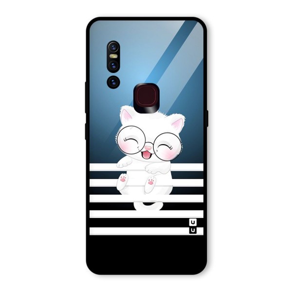 The Cat on Stripes Glass Back Case for Vivo V15