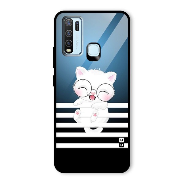 The Cat on Stripes Glass Back Case for Vivo Y50