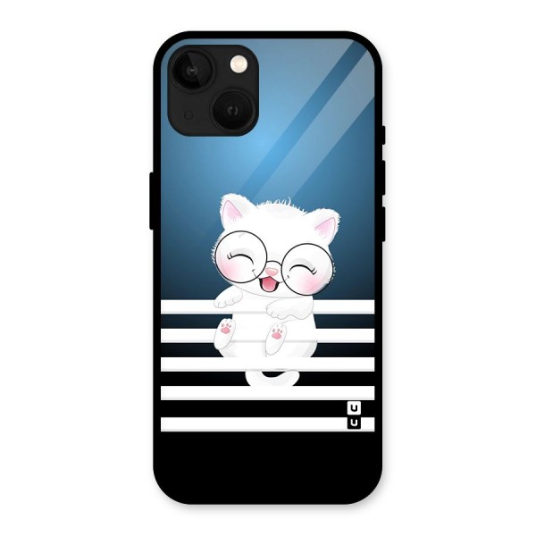 The Cat on Stripes Glass Back Case for iPhone 13