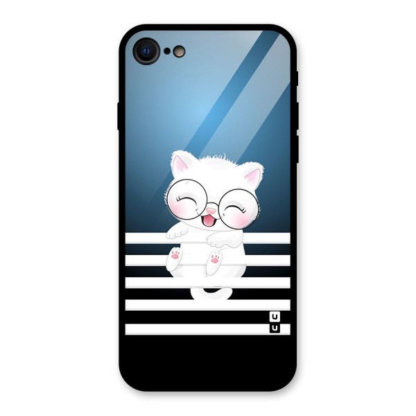 The Cat on Stripes Glass Back Case for iPhone 7