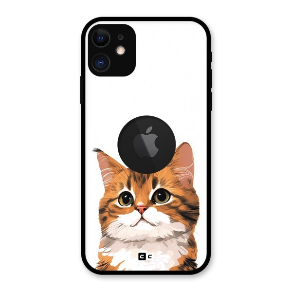 The Cute Cat Glass Back Case for iPhone 11 Logo Cut