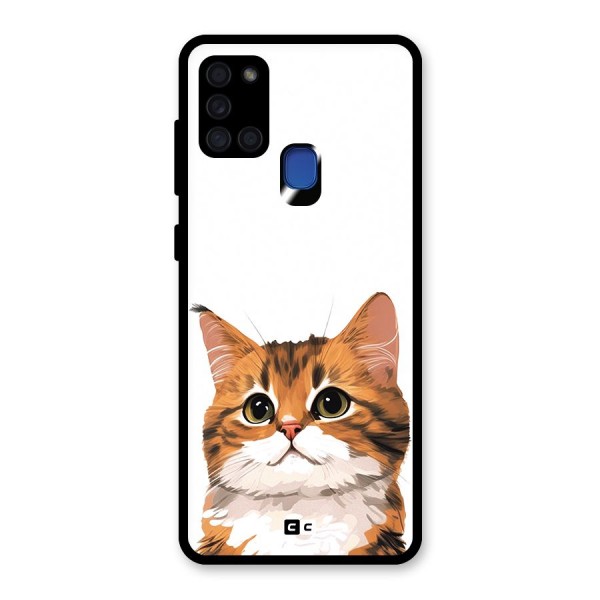 The Cute Cat Glass Back Case for Galaxy A21s