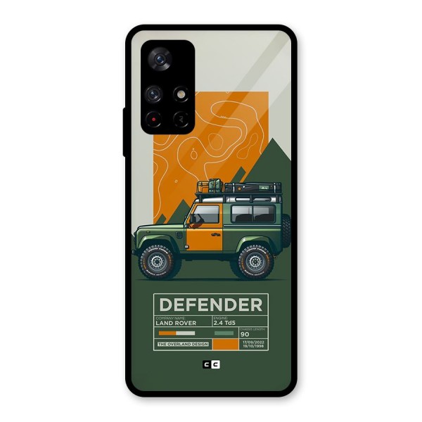 The Defence Car Glass Back Case for Redmi Note 11T 5G