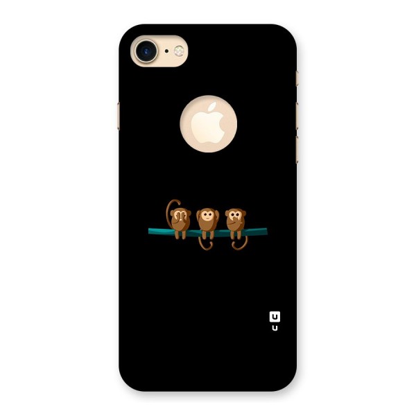 Three Cute Monkeys Back Case for iPhone 8 Logo Cut