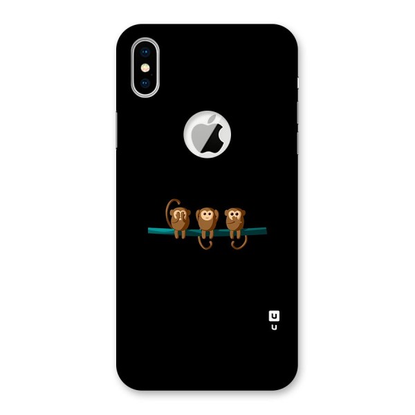 Three Cute Monkeys Back Case for iPhone XS Logo Cut