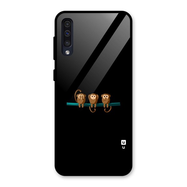 Three Cute Monkeys Glass Back Case for Galaxy A50s