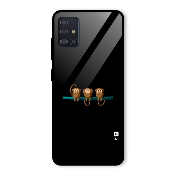 Three Cute Monkeys Glass Back Case for Galaxy A51