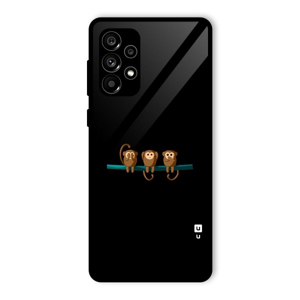 Three Cute Monkeys Glass Back Case for Galaxy A73 5G