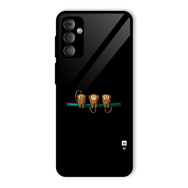 Three Cute Monkeys Glass Back Case for Galaxy F23