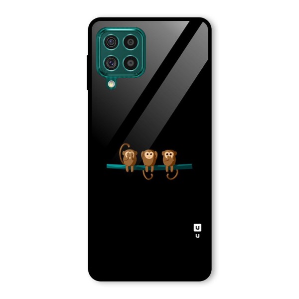 Three Cute Monkeys Glass Back Case for Galaxy F62