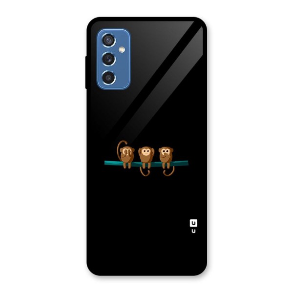 Three Cute Monkeys Glass Back Case for Galaxy M52 5G