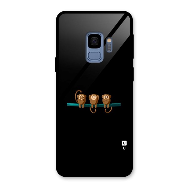 Three Cute Monkeys Glass Back Case for Galaxy S9