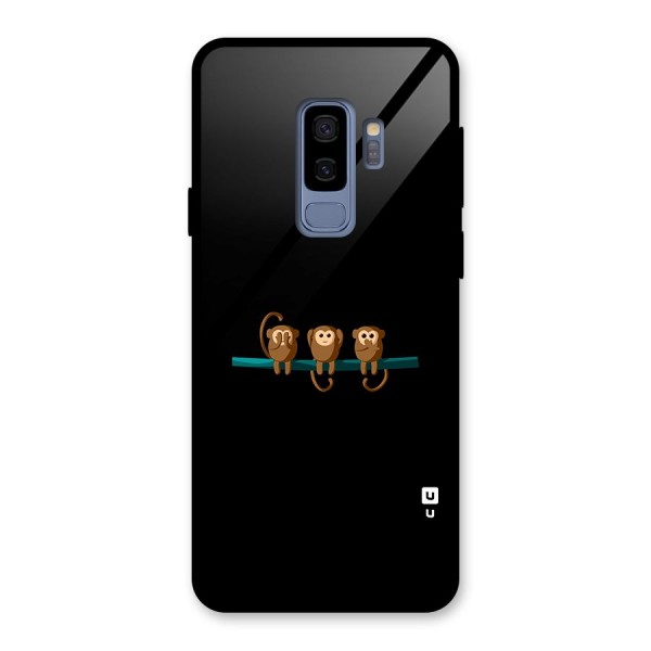 Three Cute Monkeys Glass Back Case for Galaxy S9 Plus