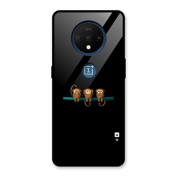 Three Cute Monkeys Glass Back Case for OnePlus 7T