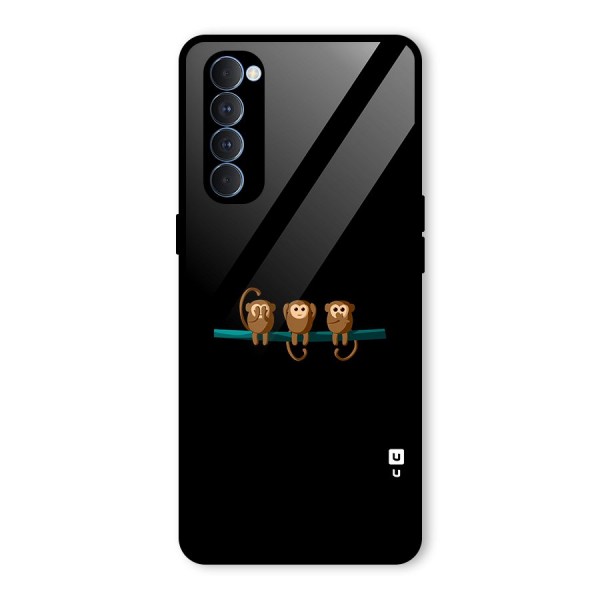 Three Cute Monkeys Glass Back Case for Oppo Reno4 Pro