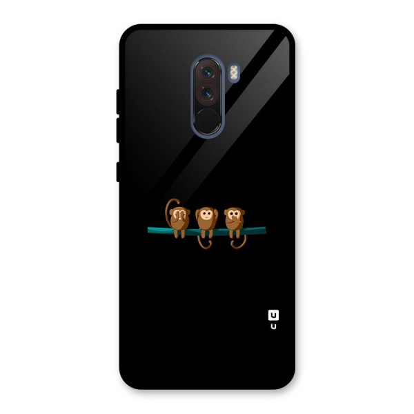 Three Cute Monkeys Glass Back Case for Poco F1