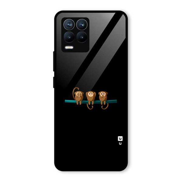 Three Cute Monkeys Glass Back Case for Realme 8