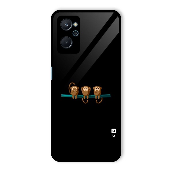 Three Cute Monkeys Glass Back Case for Realme 9i