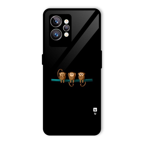 Three Cute Monkeys Glass Back Case for Realme GT2 Pro