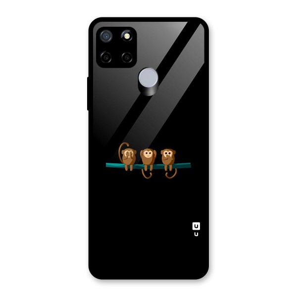 Three Cute Monkeys Glass Back Case for Realme Narzo 20