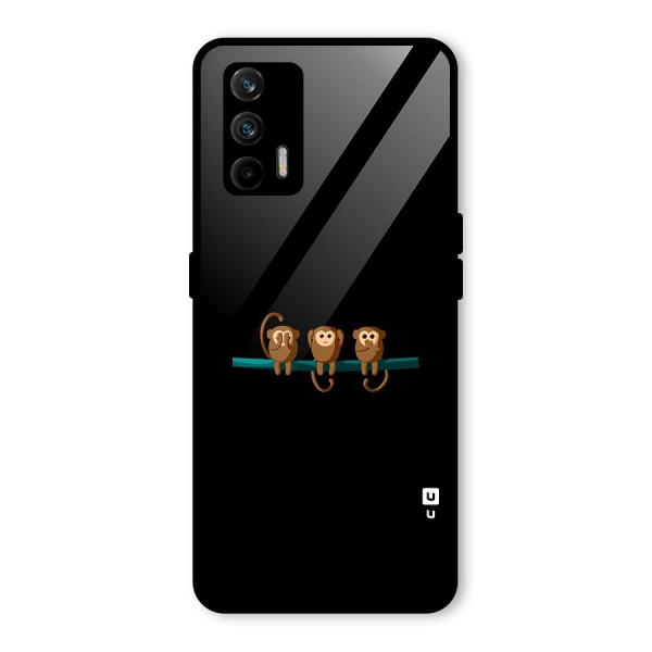 Three Cute Monkeys Glass Back Case for Realme X7 Max