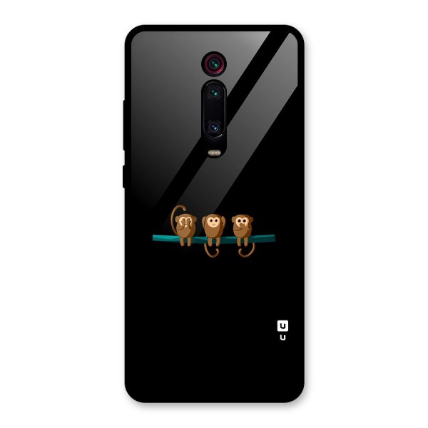 Three Cute Monkeys Glass Back Case for Redmi K20 Pro