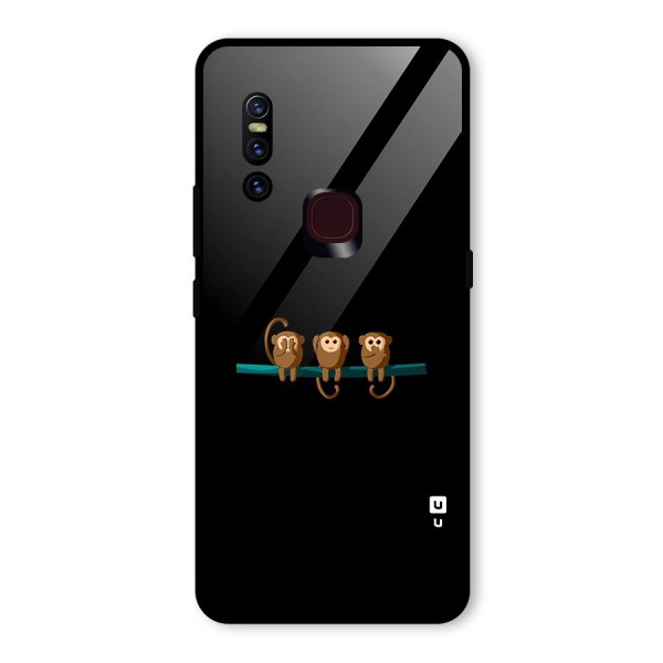 Three Cute Monkeys Glass Back Case for Vivo V15