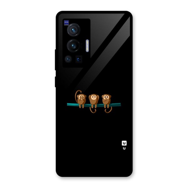 Three Cute Monkeys Glass Back Case for Vivo X70 Pro