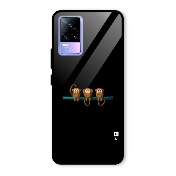 Three Cute Monkeys Glass Back Case for Vivo Y73