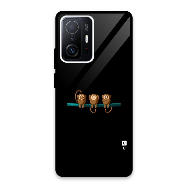 Three Cute Monkeys Glass Back Case for Xiaomi 11T Pro