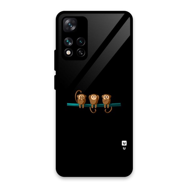 Three Cute Monkeys Glass Back Case for Xiaomi 11i 5G