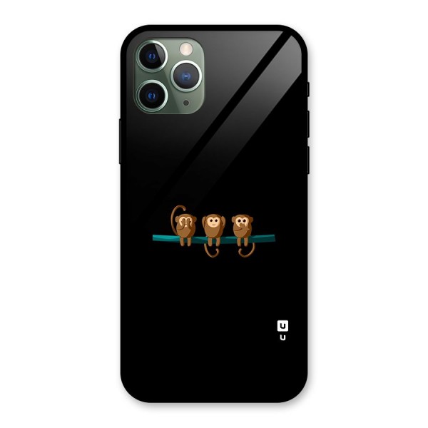 Three Cute Monkeys Glass Back Case for iPhone 11 Pro