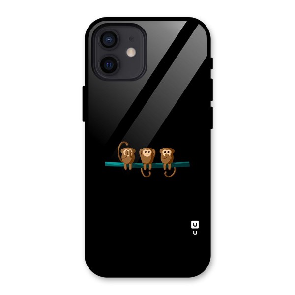 Three Cute Monkeys Glass Back Case for iPhone 12