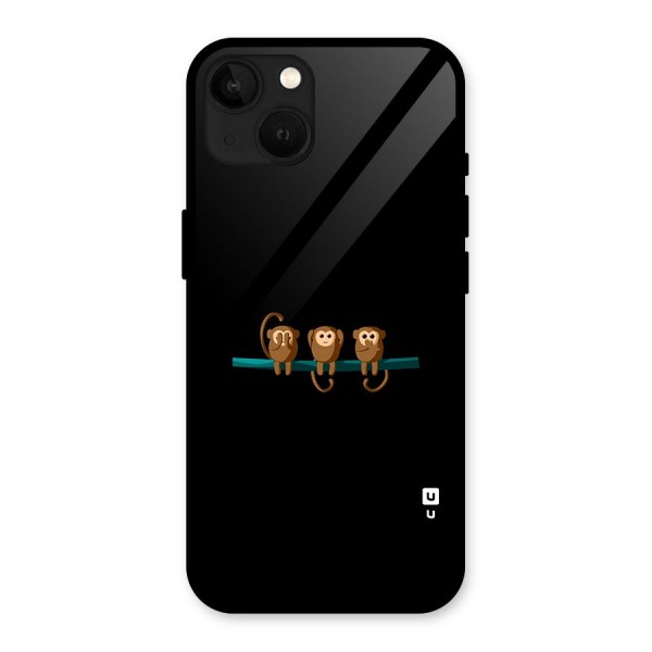 Three Cute Monkeys Glass Back Case for iPhone 13