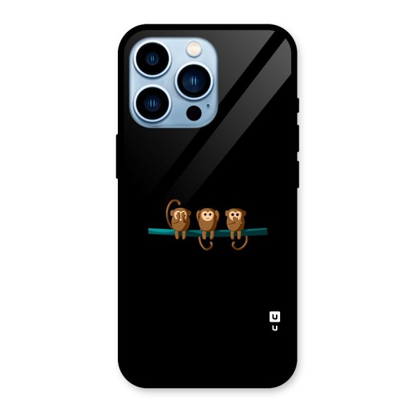 Three Cute Monkeys Glass Back Case for iPhone 13 Pro