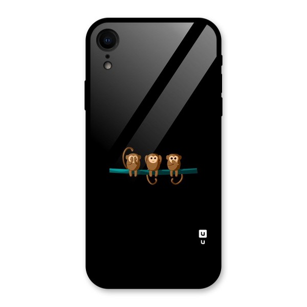 Three Cute Monkeys Glass Back Case for iPhone XR