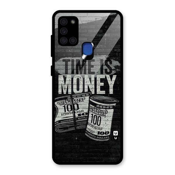 Time Is Money Glass Back Case for Galaxy A21s