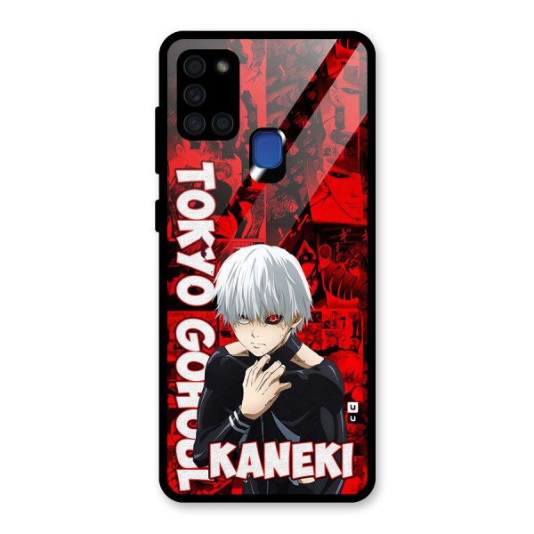 Tokyo Ghuoul Kaneki Glass Back Case for Galaxy A21s