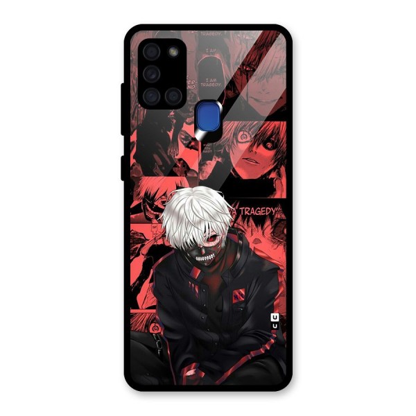 Toukyo Ghoul Kaneki Manga Glass Back Case for Galaxy A21s