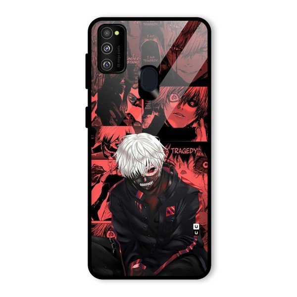 Toukyo Ghoul Kaneki Manga Glass Back Case for Galaxy M21