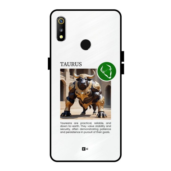 Towering Taurus Metal Back Case for Realme 3