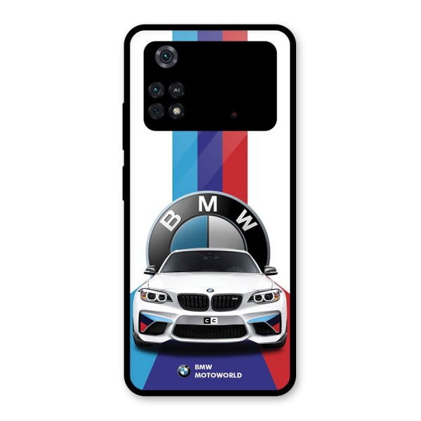 Track Supercar Glass Back Case for Poco M4 Pro 4G