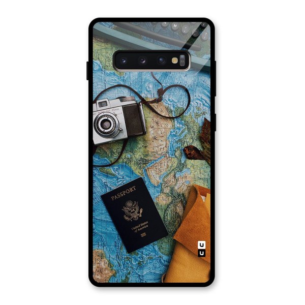 Travel Essentials Glass Back Case for Galaxy S10 Plus