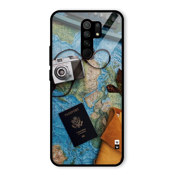 Travel Essentials Glass Back Case for Redmi 9 Prime