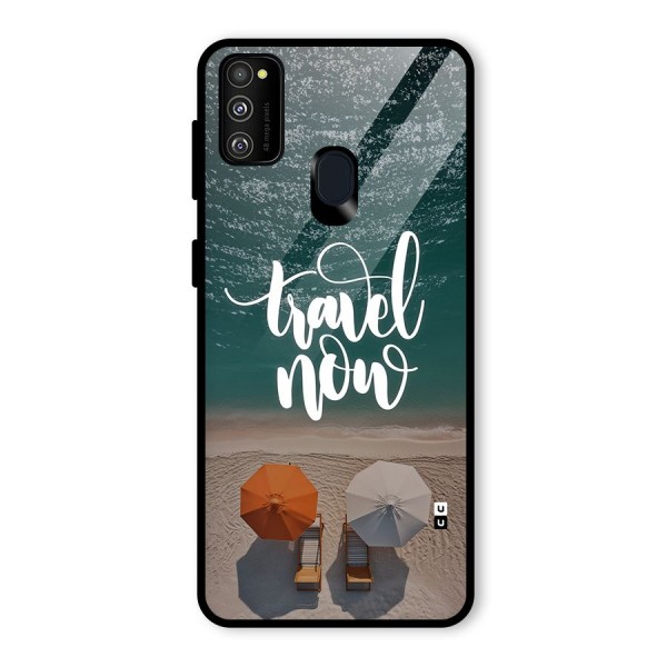 Travel Now Glass Back Case for Galaxy M21