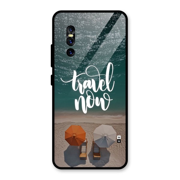 Travel Now Glass Back Case for Vivo V15 Pro